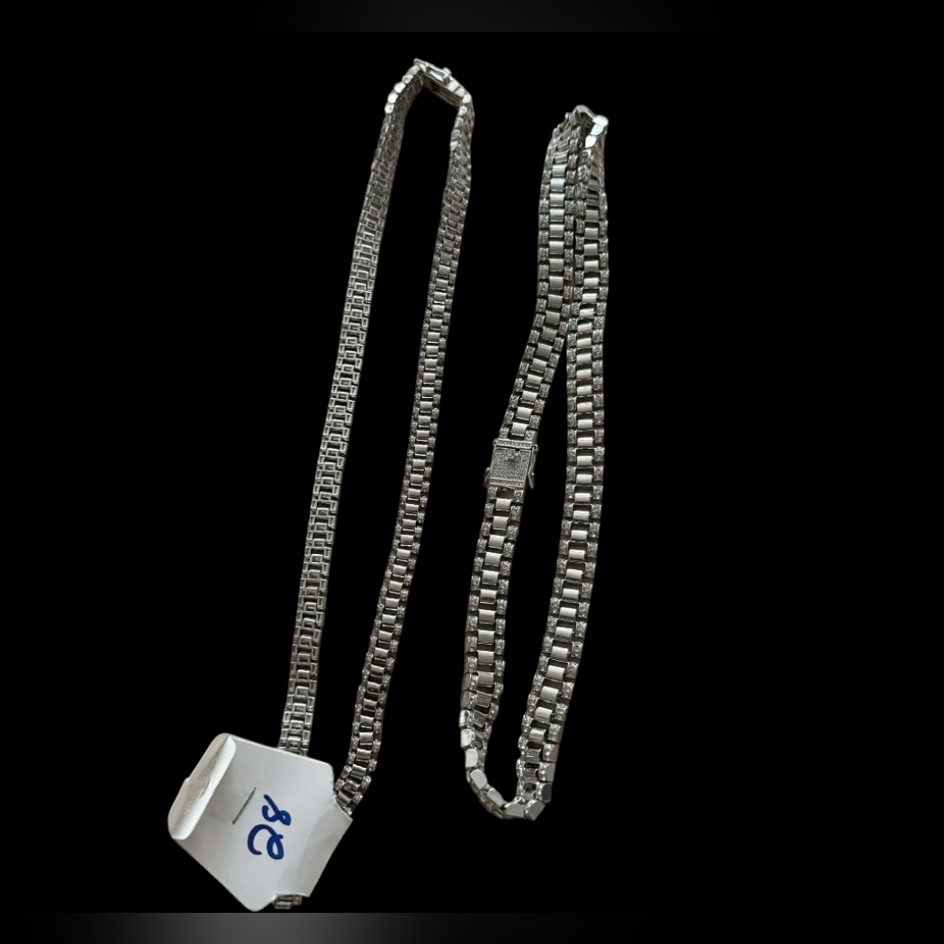White Gold Plated Rolex Chains 24 10mm And 28 8mm